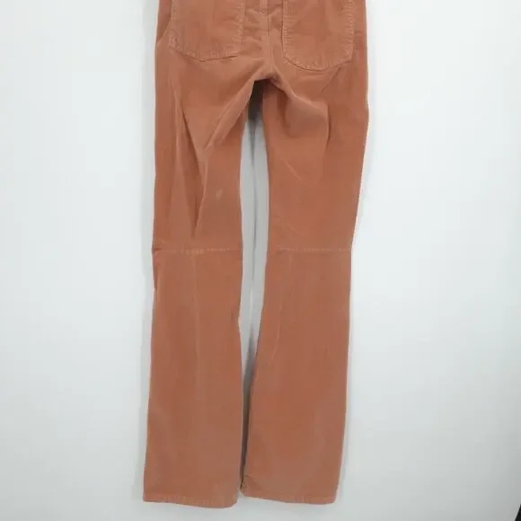 We the Free Pants Womens 28 Coral Corduroy‎ Straight Leg Side Zip Boho Western - Picture 11 of 12
